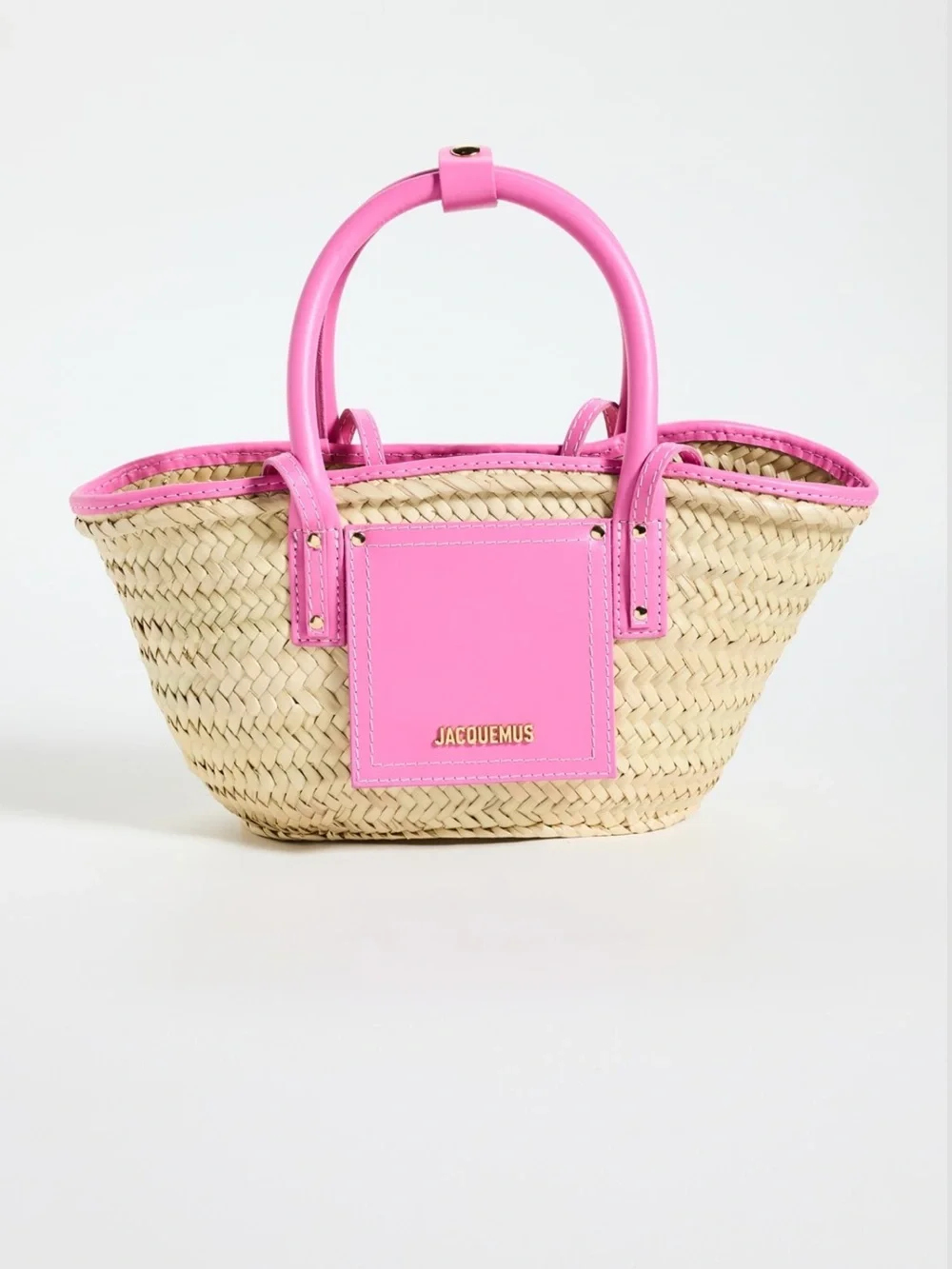 JACQUEMUS Pink Straw Tote Bag